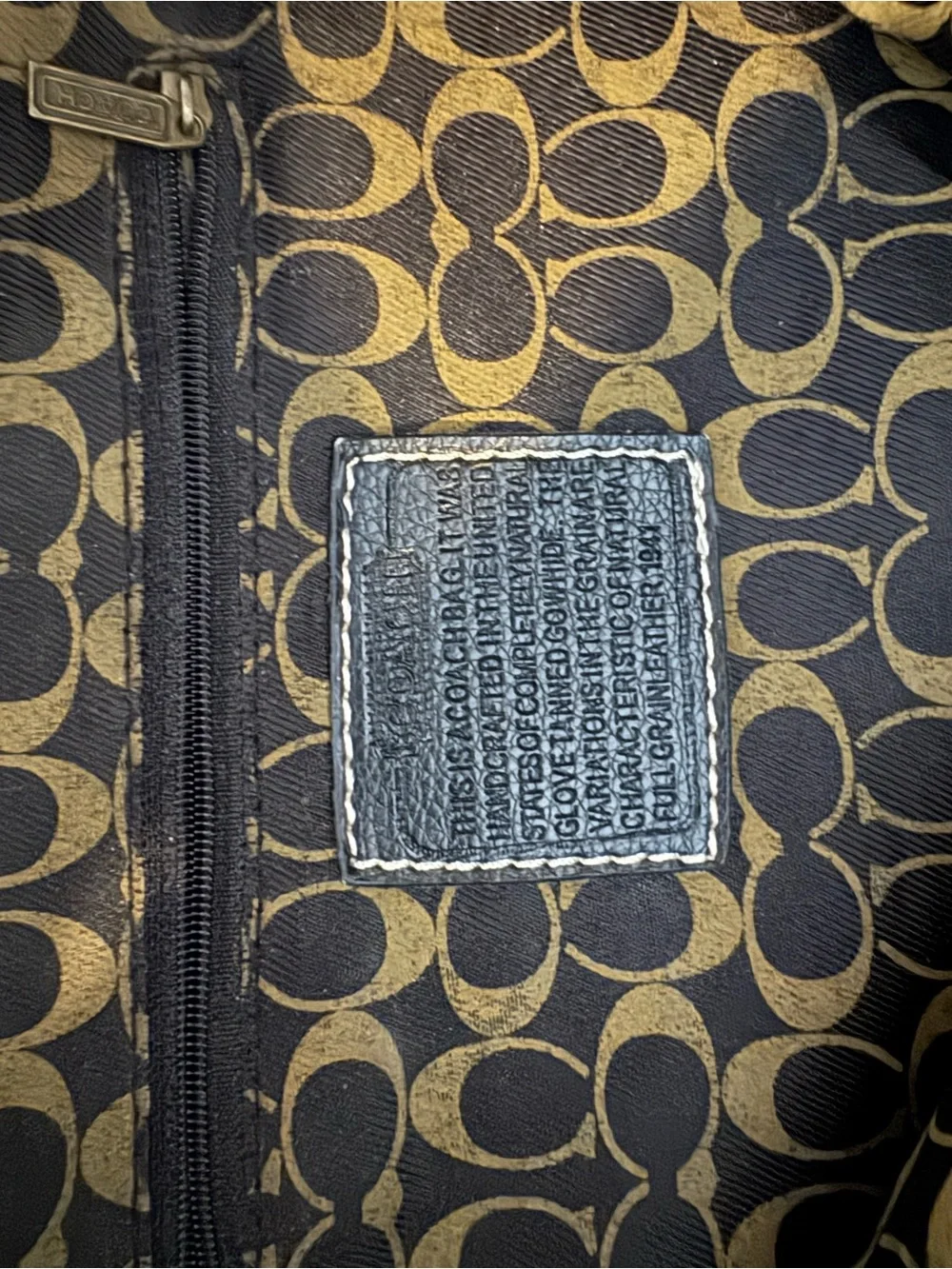 Coach EST. 1941 Patchwork Signature Canvas Leather Tote Purse Brown Blue Black - Picture 4 of 6